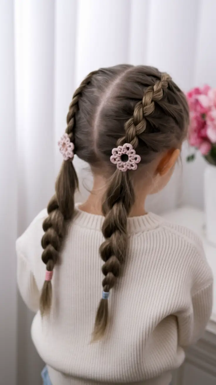 first day of school hairstyles 2025+Puffy Braids with Playful Accessories
