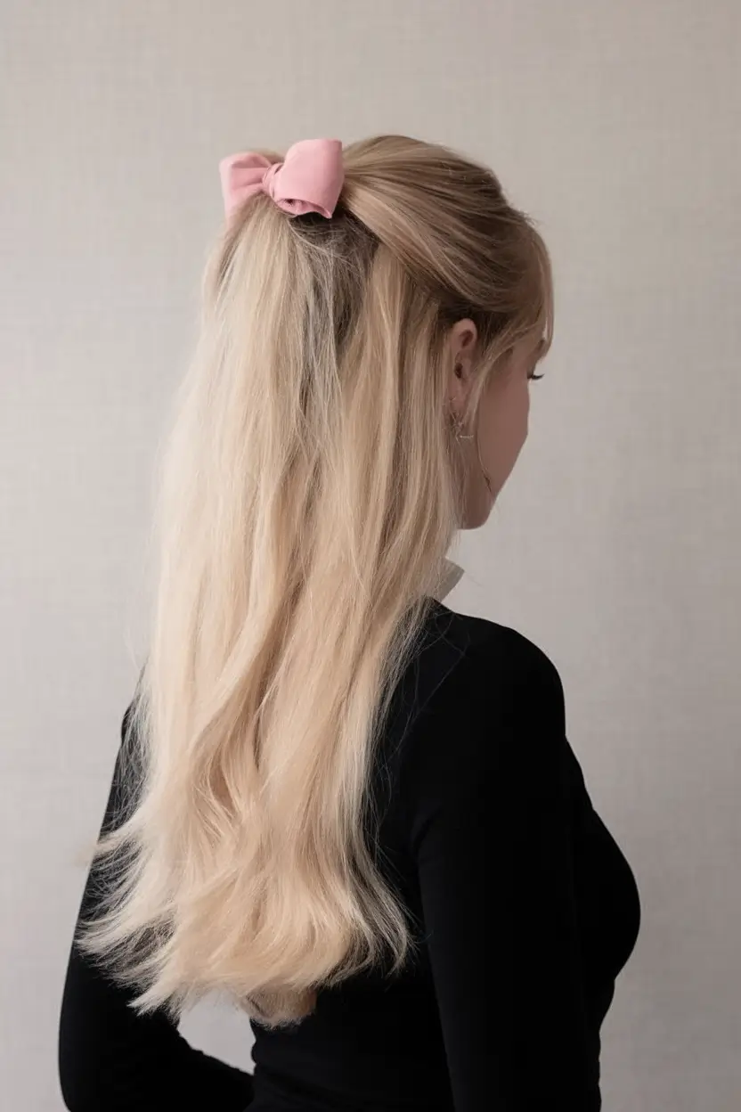 first day of school hairstyles 2025+Half-Up Bow Crown