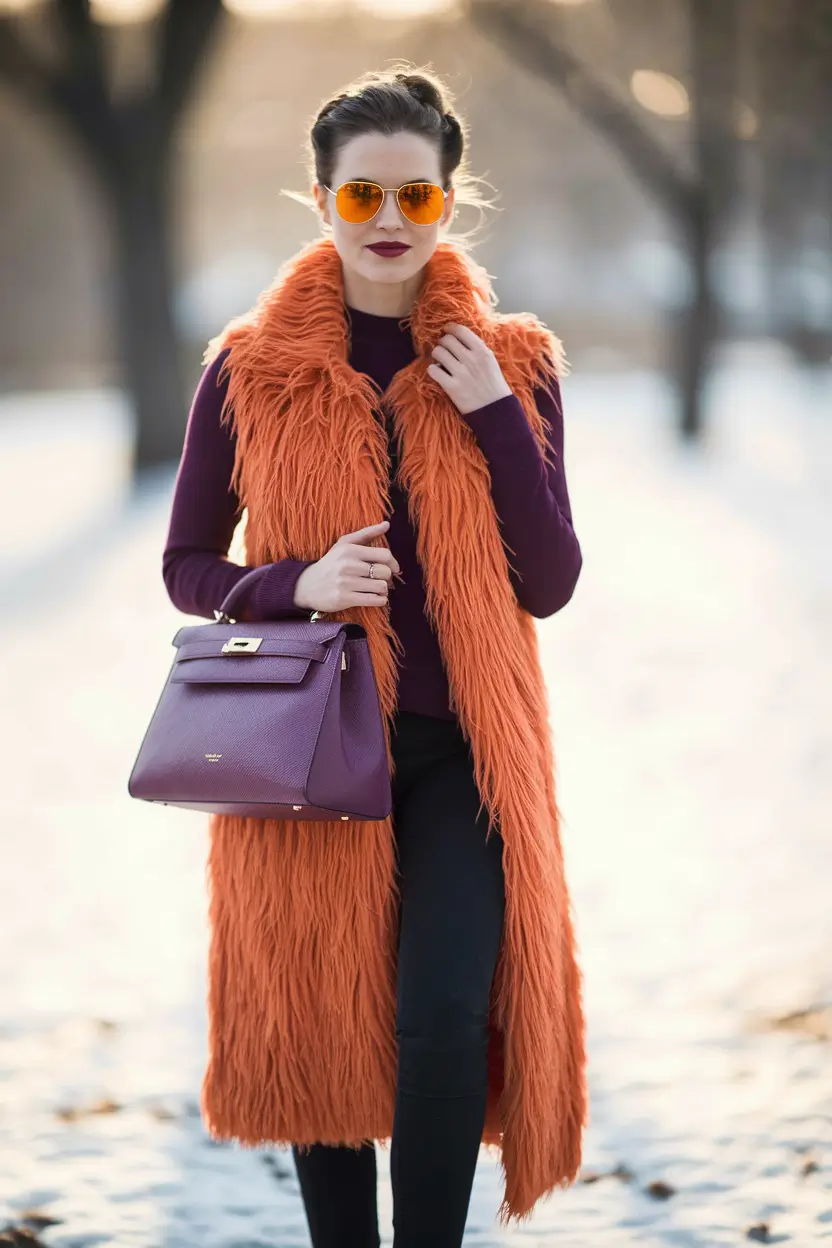 fall outfits ideas 2025 glam-fluff-in-orange-and-plum