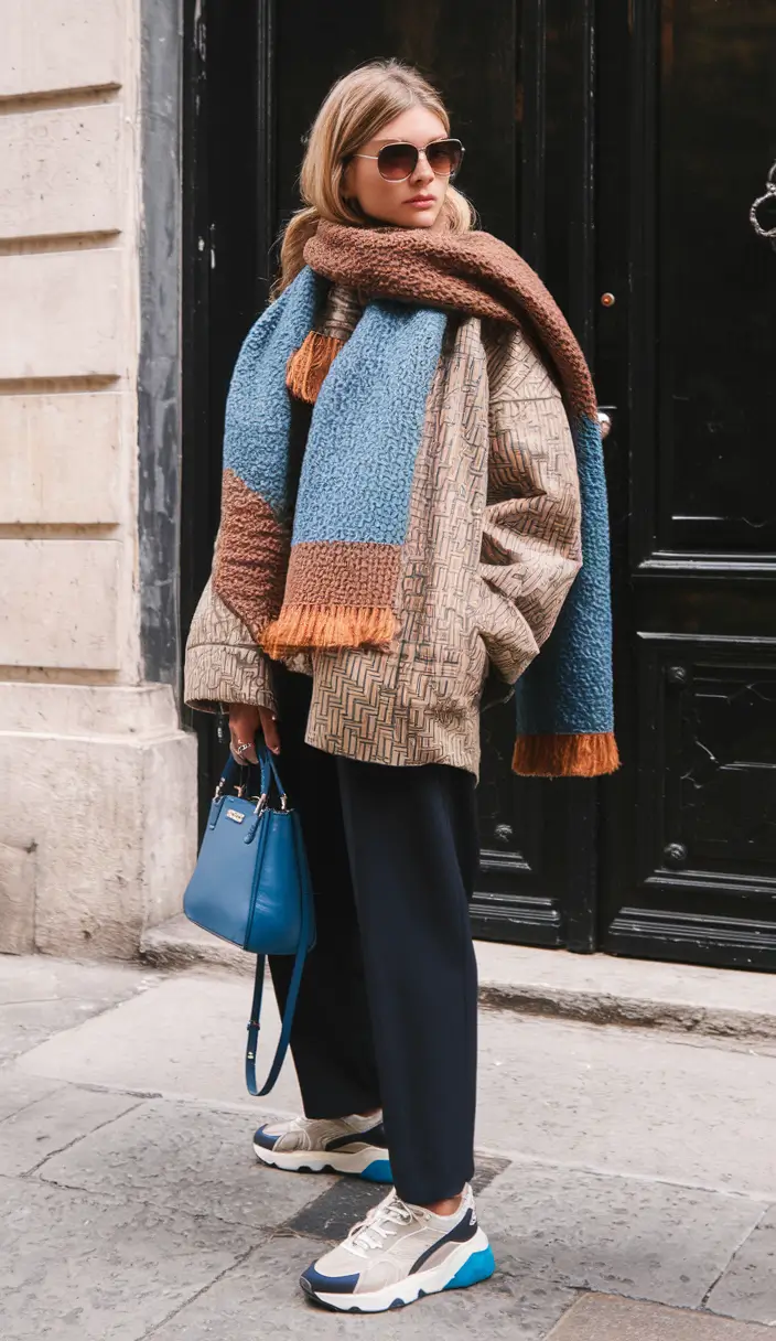 fall outfits ideas 2025+Layered Luxe with a Pop of Blue