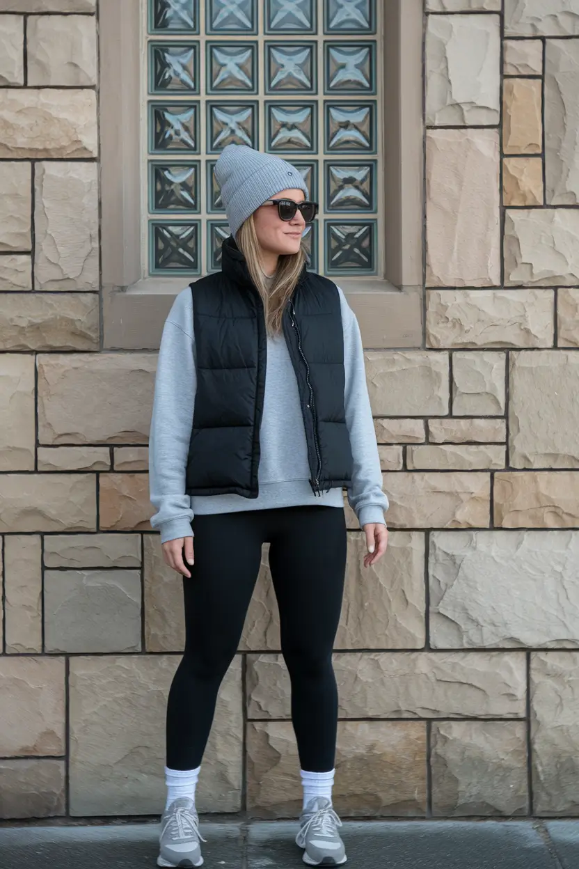 fall outfits ideas with black leggings+Sporty Streetwear Minimalism