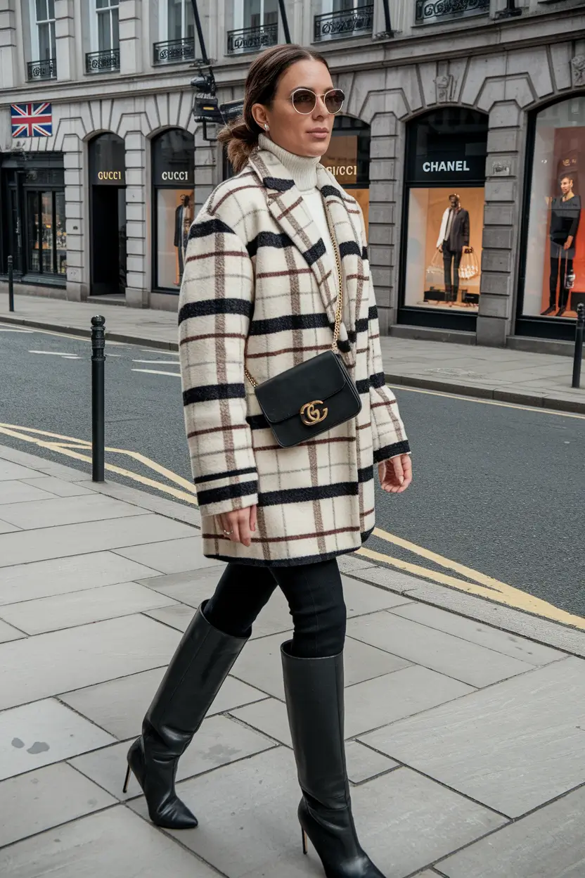 fall outfits ideas 2025 luxury-street-layers-in-checkered-neutrals