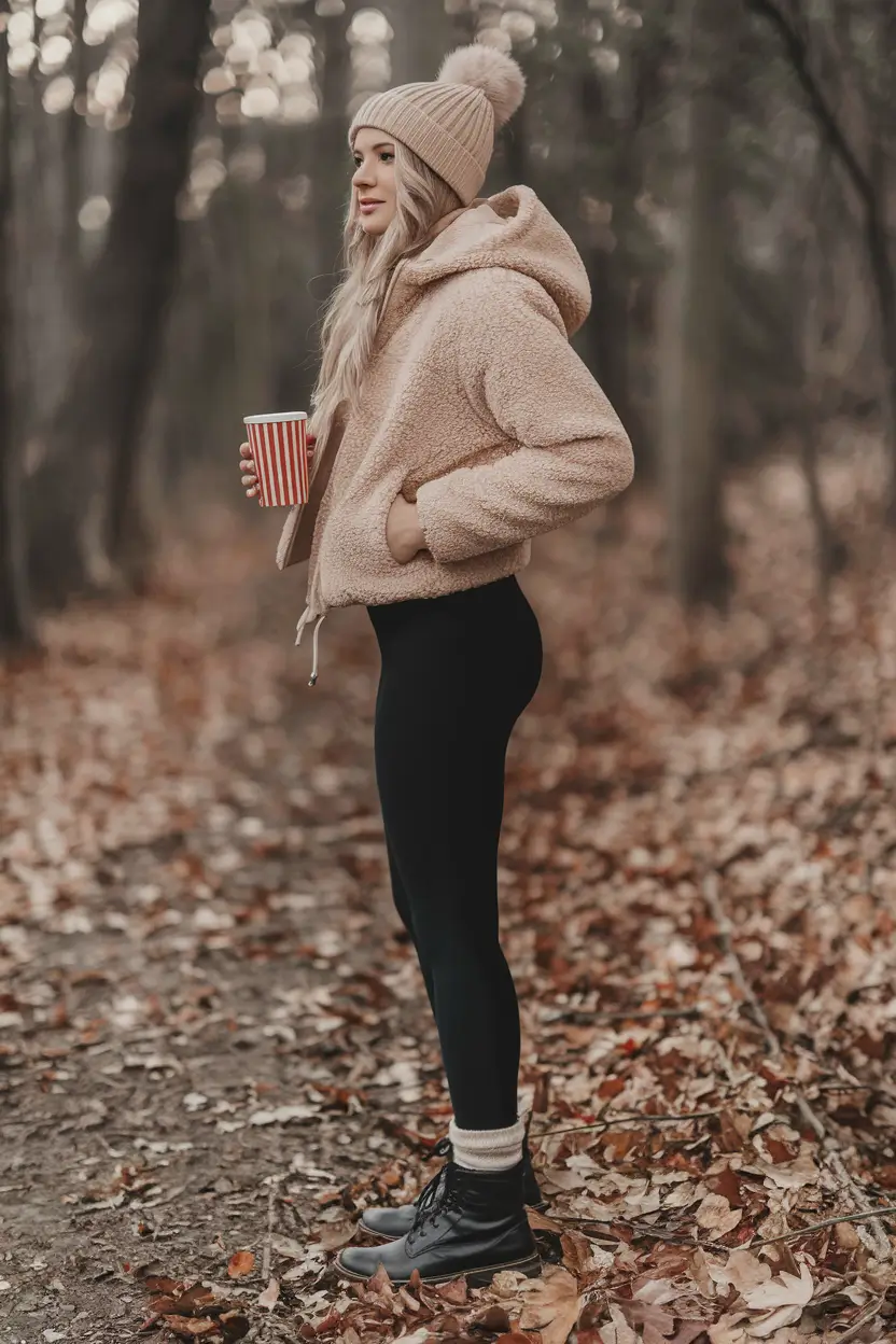 fall outfits with boots and leggings Cozy Trails and Morning Coffee Vibes