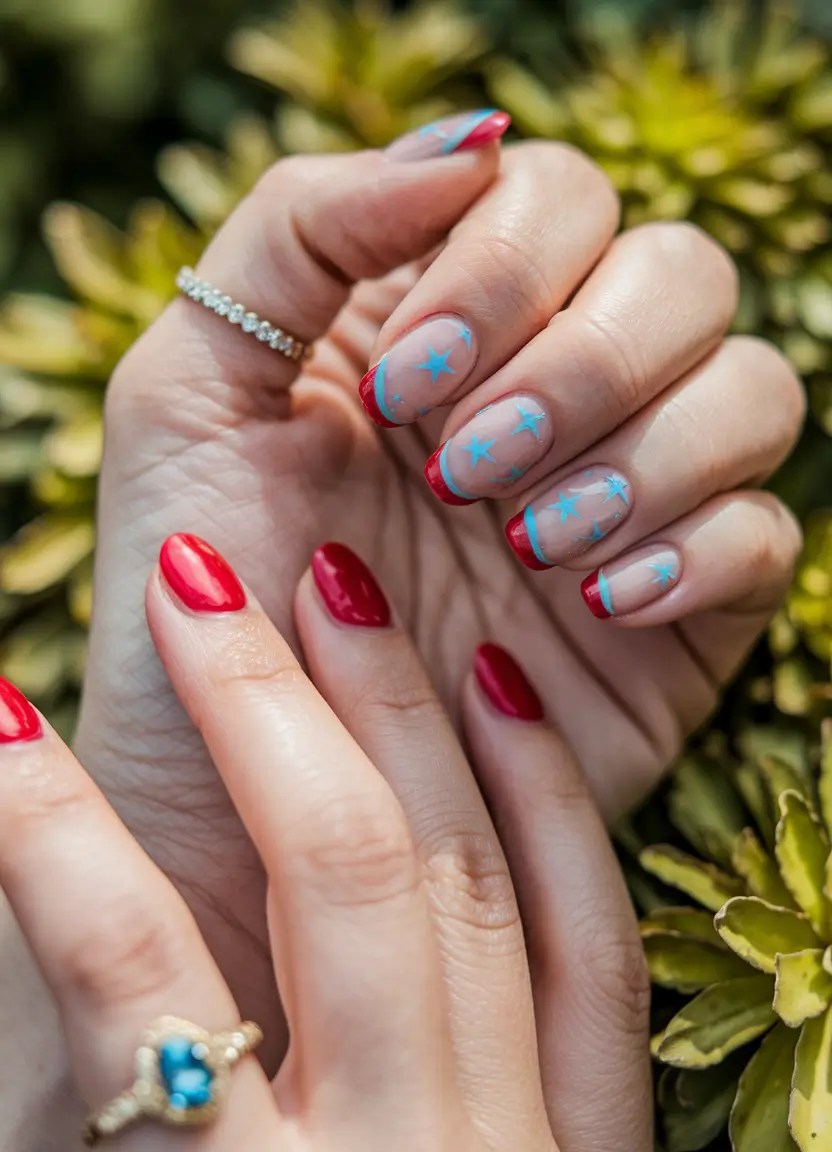 Inspired Nail Designs July 4th 2025 Red-Tipped Stargazer