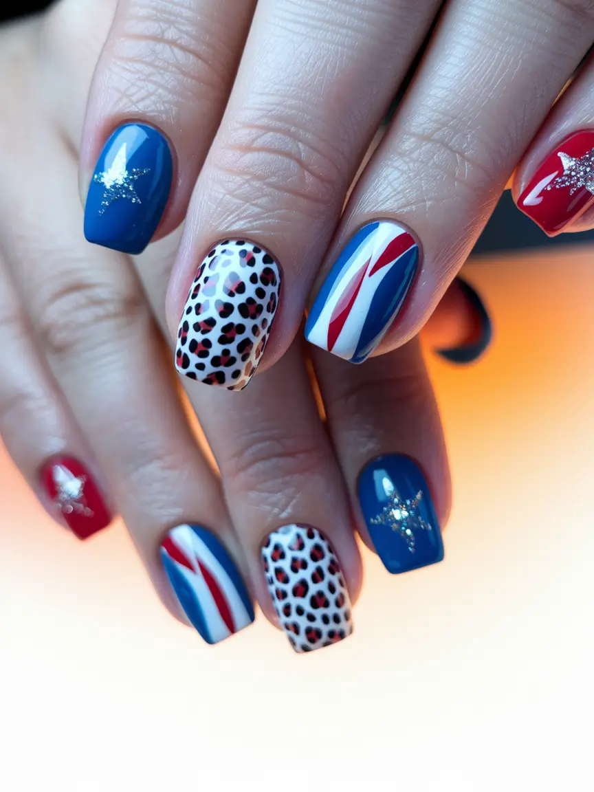 Inspired Nail Designs July 4th 2025 Wild Patriot with Animal Instinct