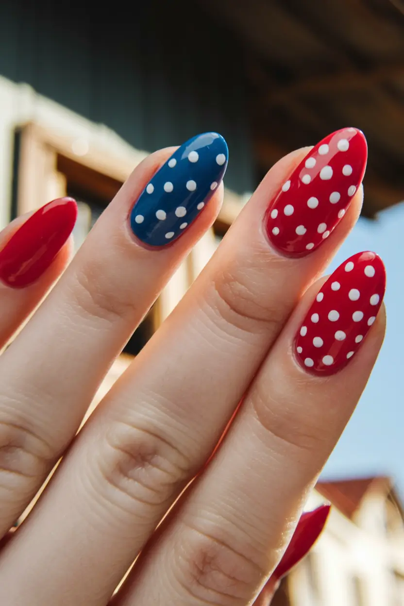 Inspired Nail Designs July 4th 2025 Cherry Cola Pop Polka