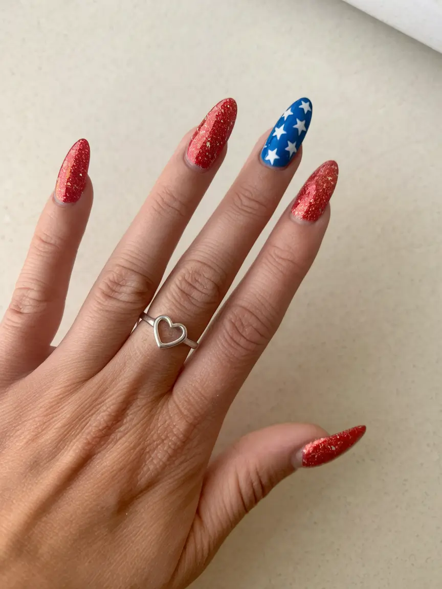 july nails Star-Spangled Glitter Bomb