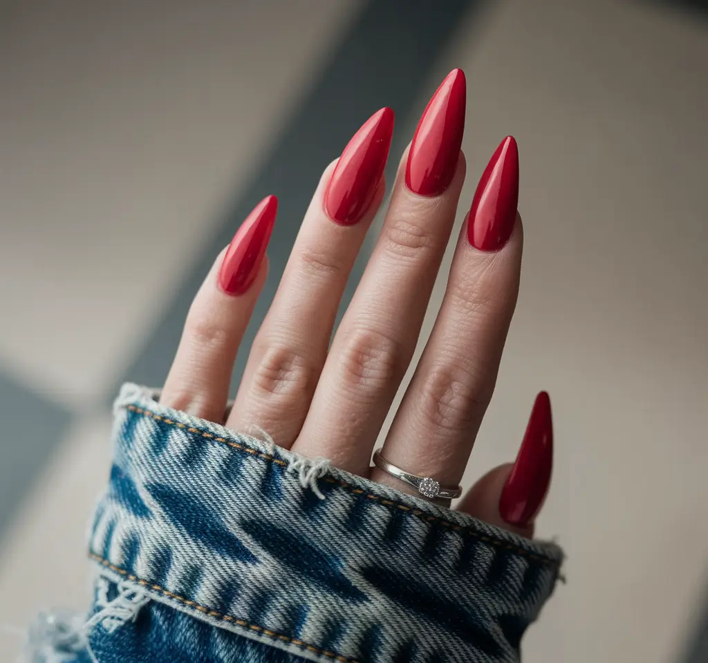 july nails Red Hot Simplicity