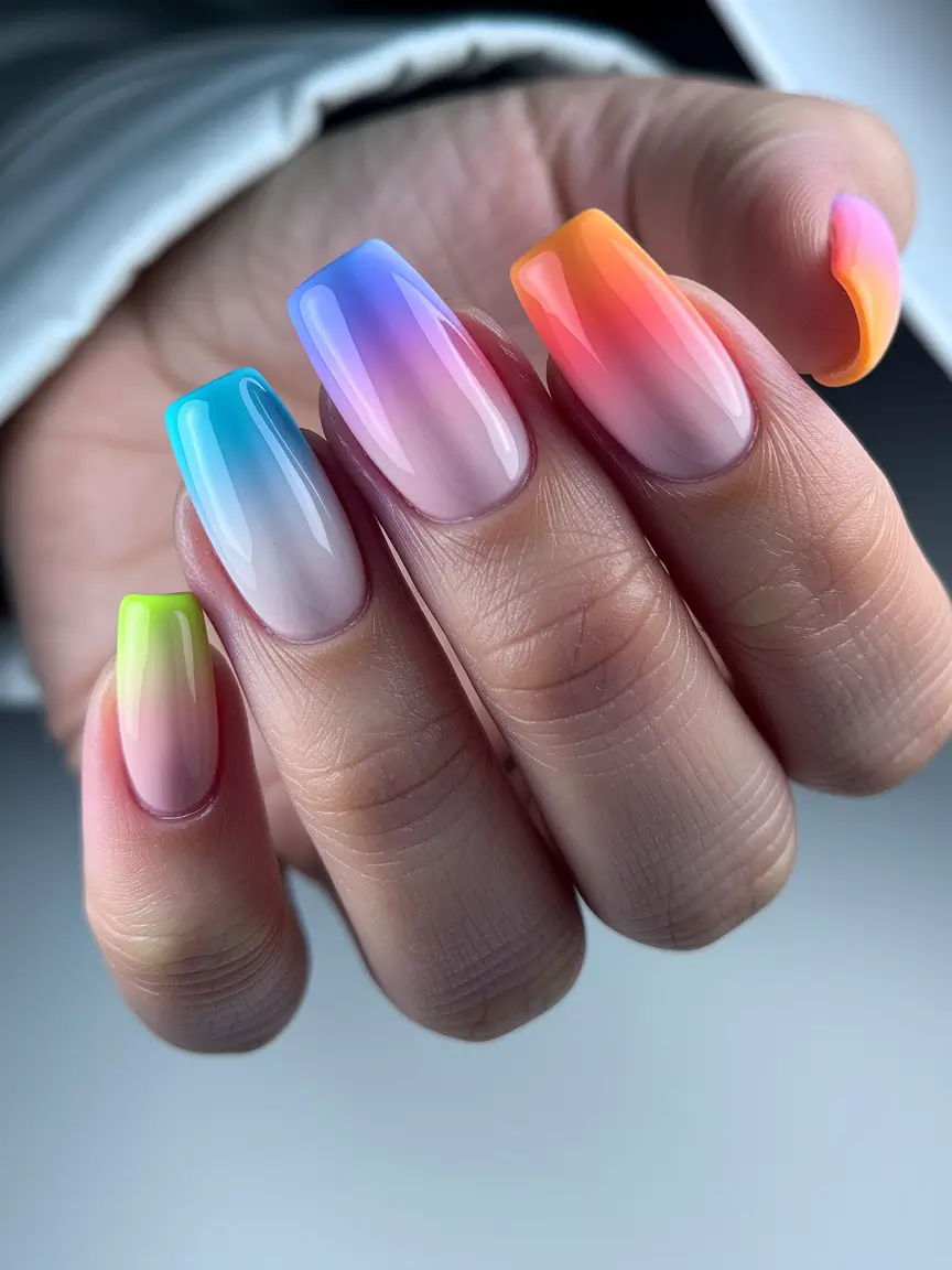 july nails Glow Fade Ombré Tips