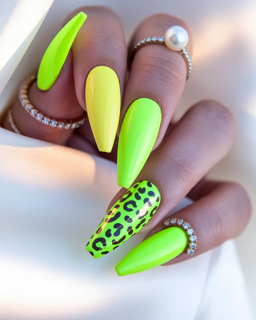 july nails Neon Safari Drama