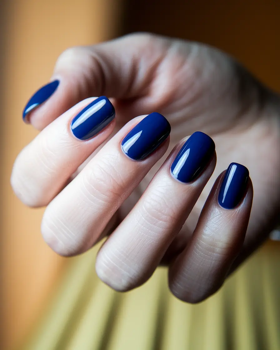 august color nails Midnight Blue Gloss for the Bold Minimalist