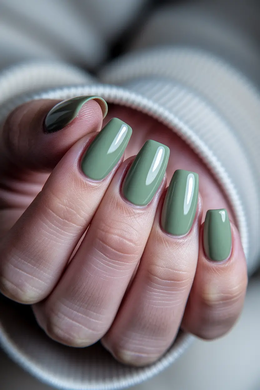 august nails colors Sage Green Sleek