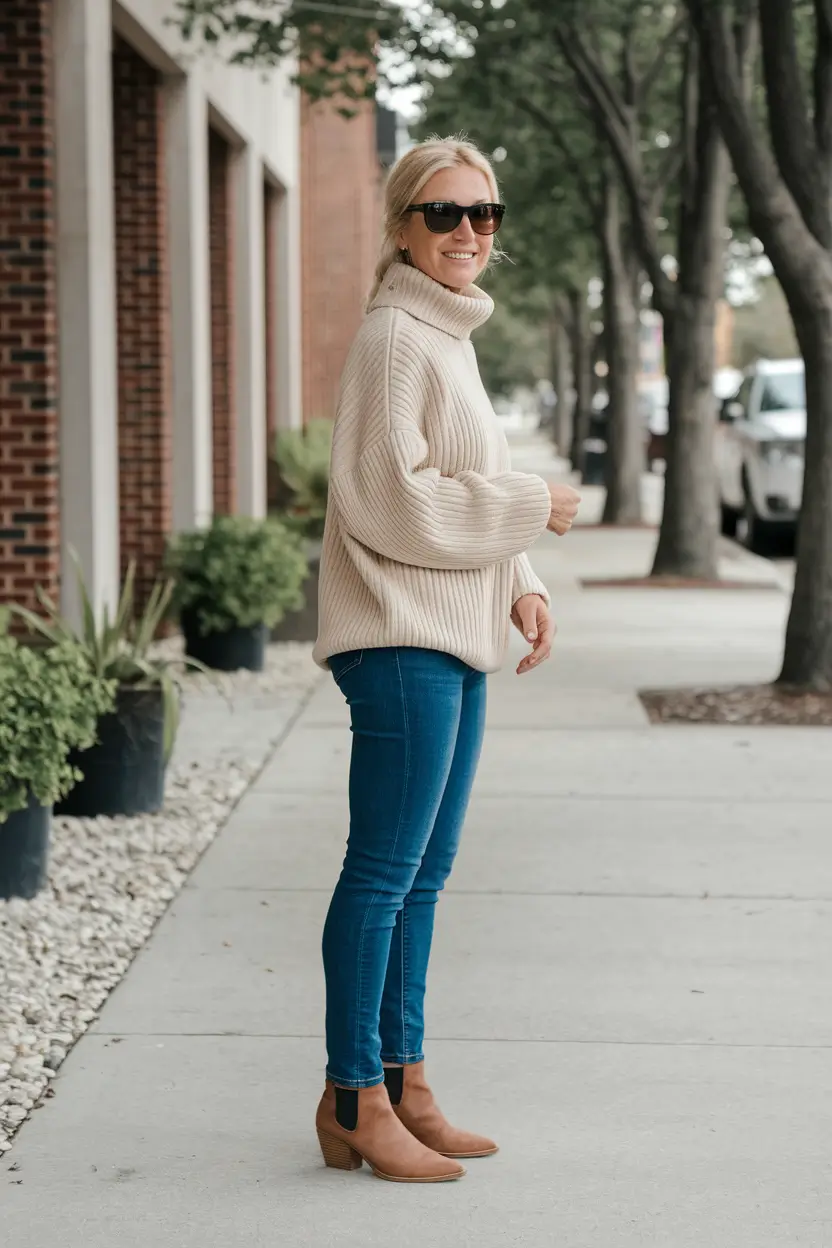 fall outfits for women over 40 Neutral Knit Chic