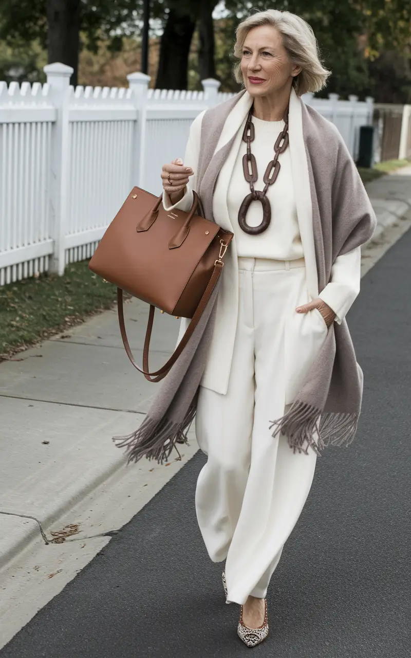 fall outfits for women over 40 Effortless Cream Monochrome