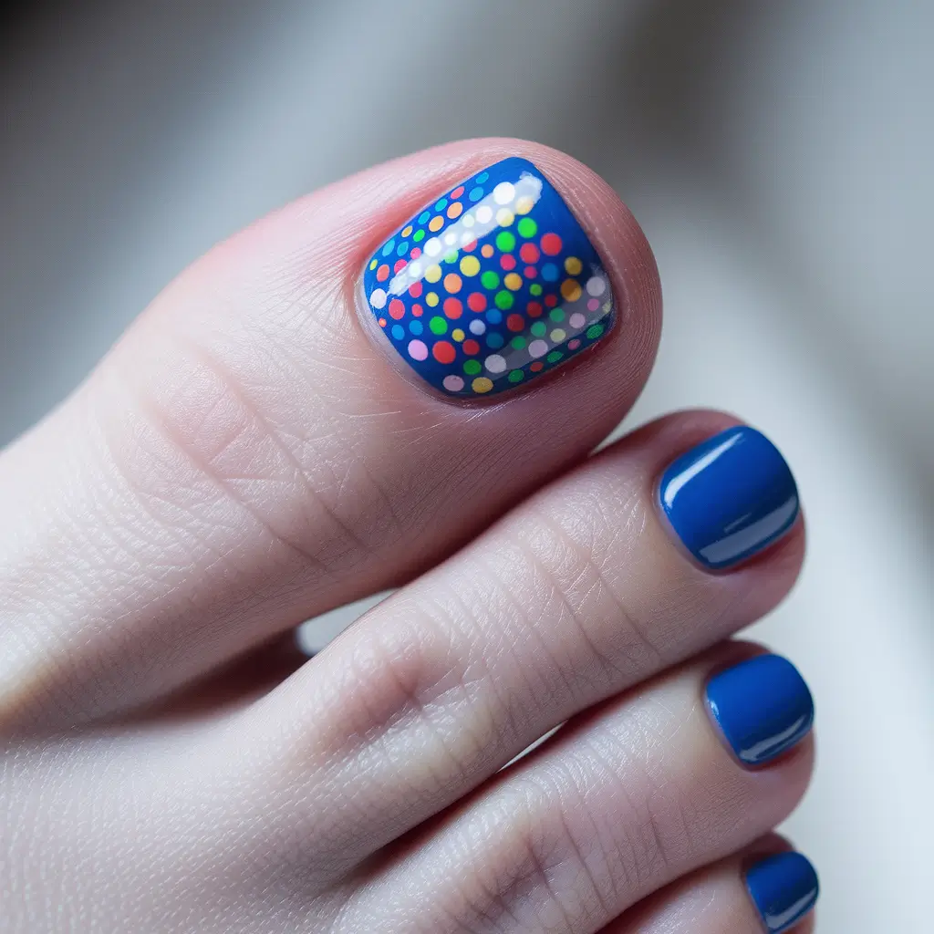 toe nail art Cobalt Blue Confetti Pop