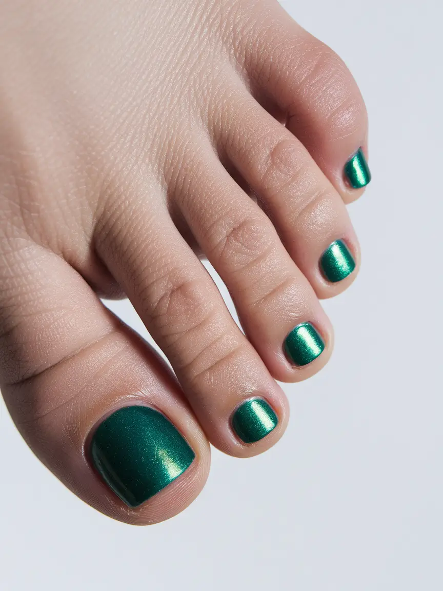 toe nails for august Emerald Metallic Allure