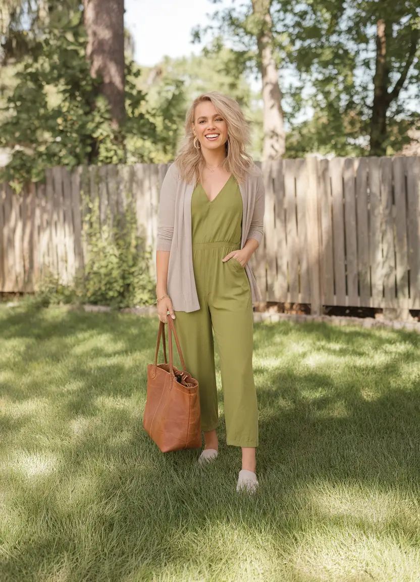 Transitional summer to fall outfits 2025+Soft Cardigan Over a Jumpsuit — Fall's Power Duo