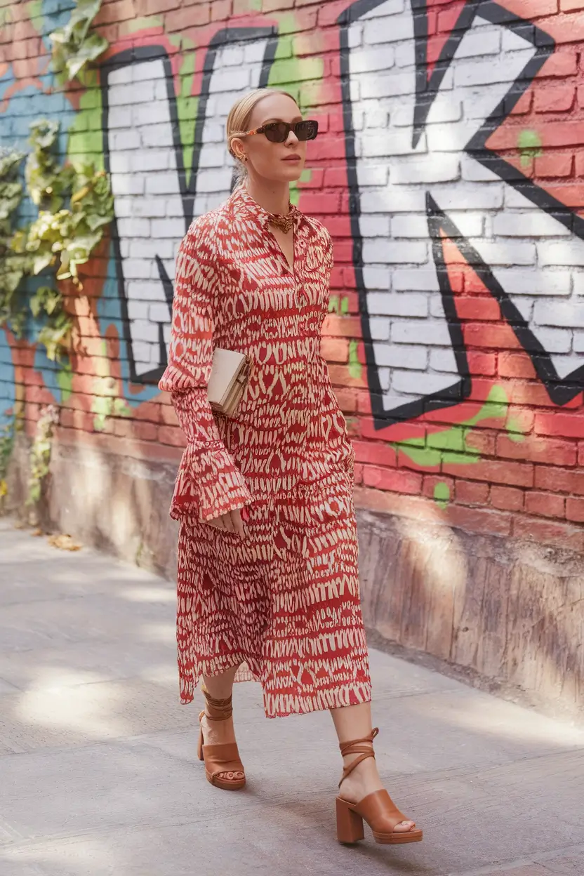Transitional summer to fall outfits 2025 Statement Shirtdress: Artful and Unapologetic