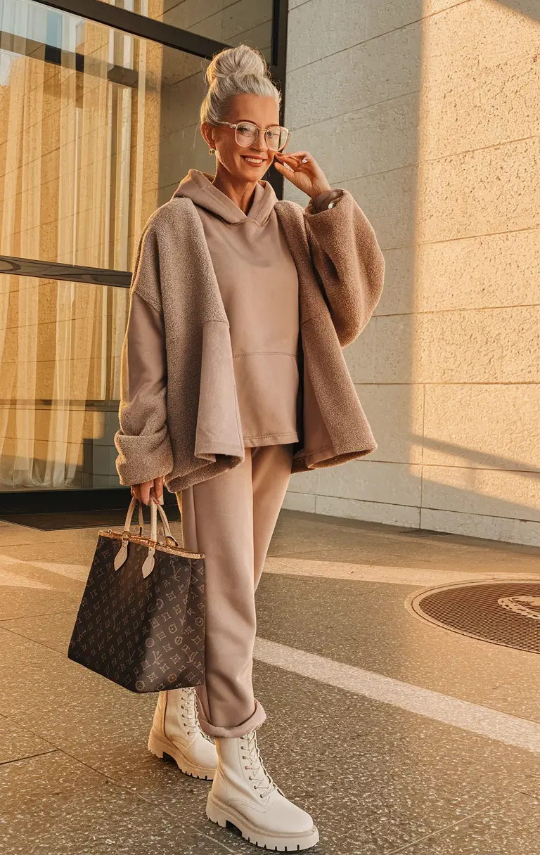 fall outfits for women over 40 Elevated Neutrals with a Luxe Streetwear Twist