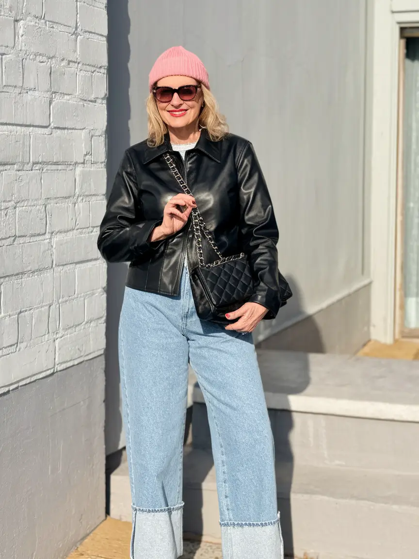 fall outfits for women over 40 Downtown Cool with a Pop of Pink
