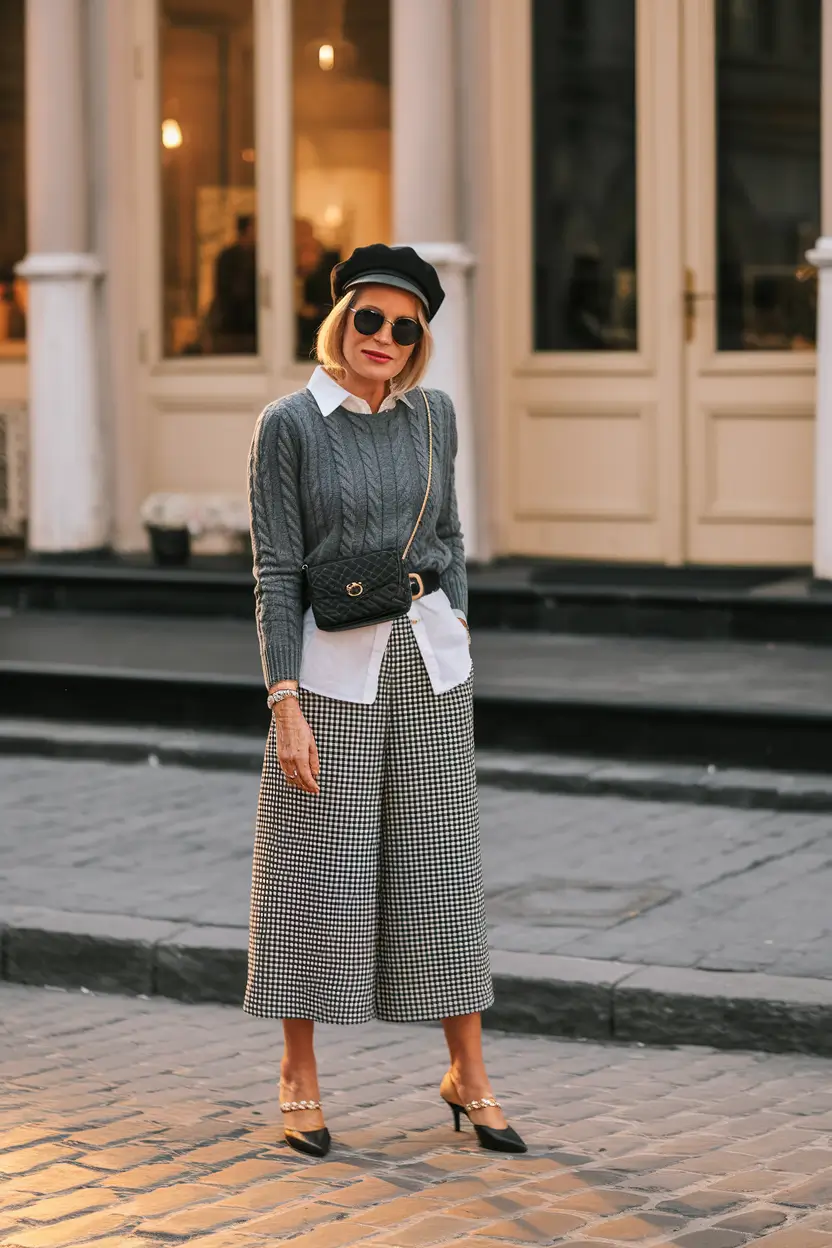 fall outfits for women over 40 Playful Texture with Parisian Attitude