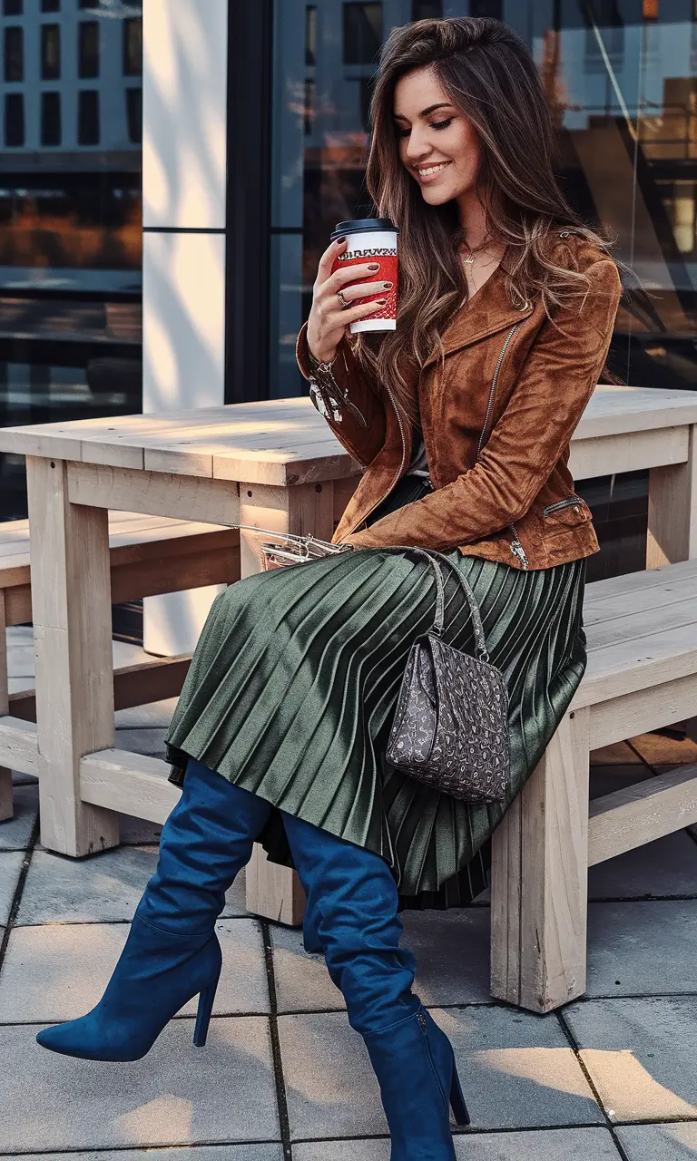 fall fashion inspo women Rich Neutrals Meet Bold Blue: A Luxe Take on Timeless Fall