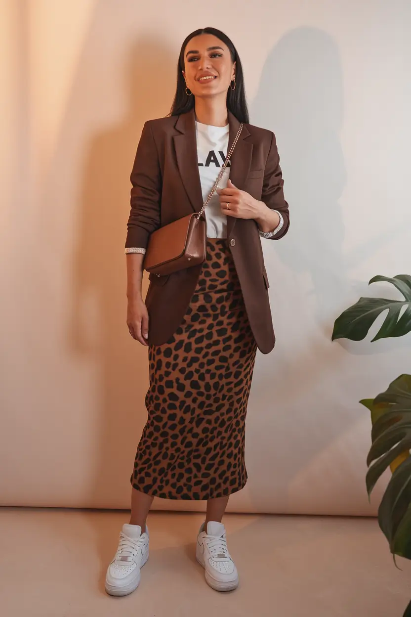 fashion inspo outfits fall 2025 women Graphic Tee Meets Leopard Print Power