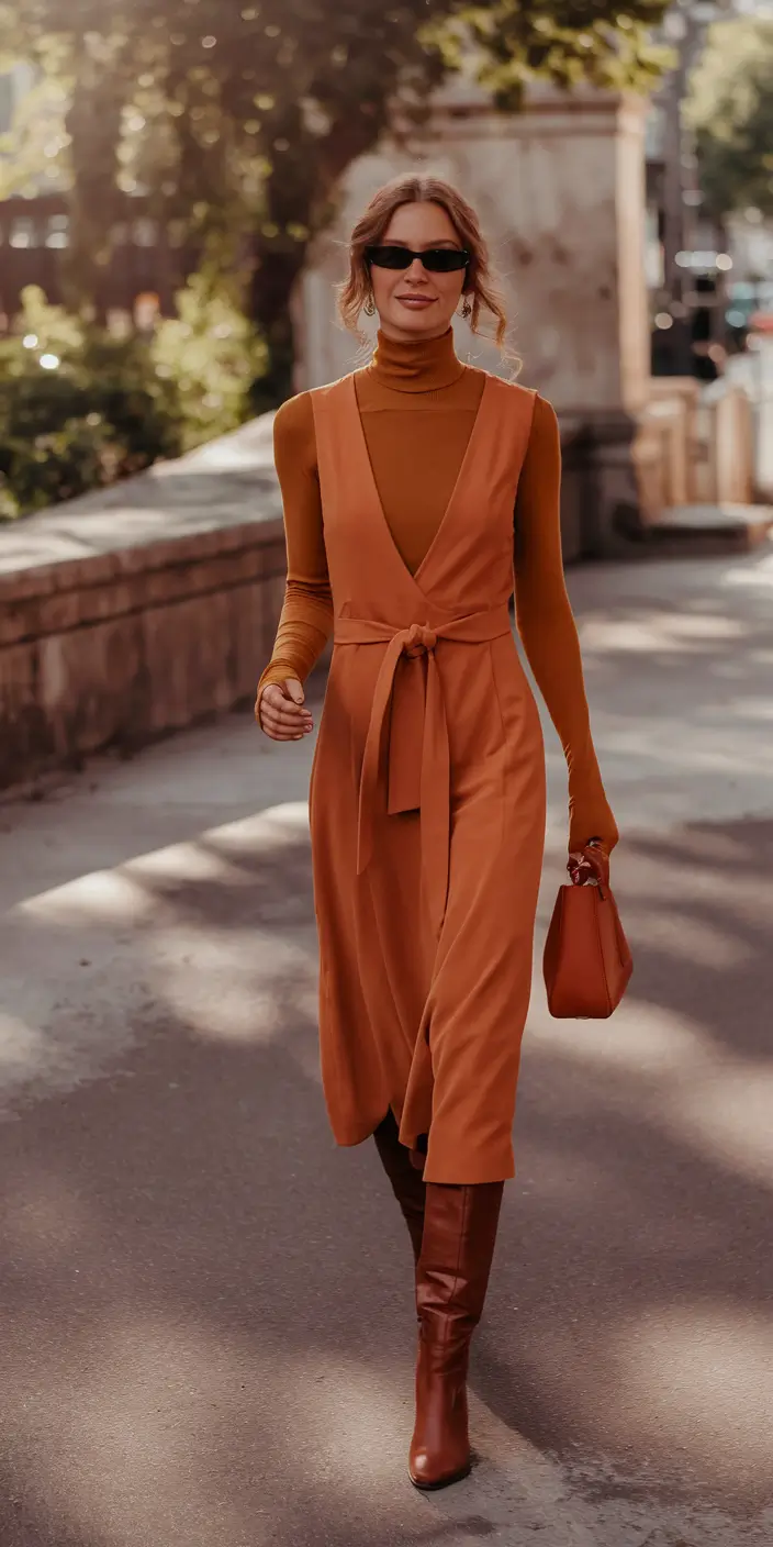 fall fashion women 2025 Sunset Layers in Burnt Terracotta