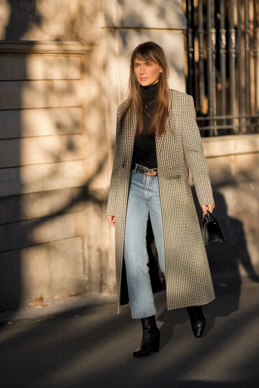 fall fashion women over 40 2025 The New Classic Tailored Coat and Cropped Denim