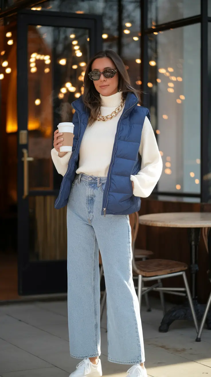 fall fashion women casual Minimalist Puffer Chic with a 90s Soul
