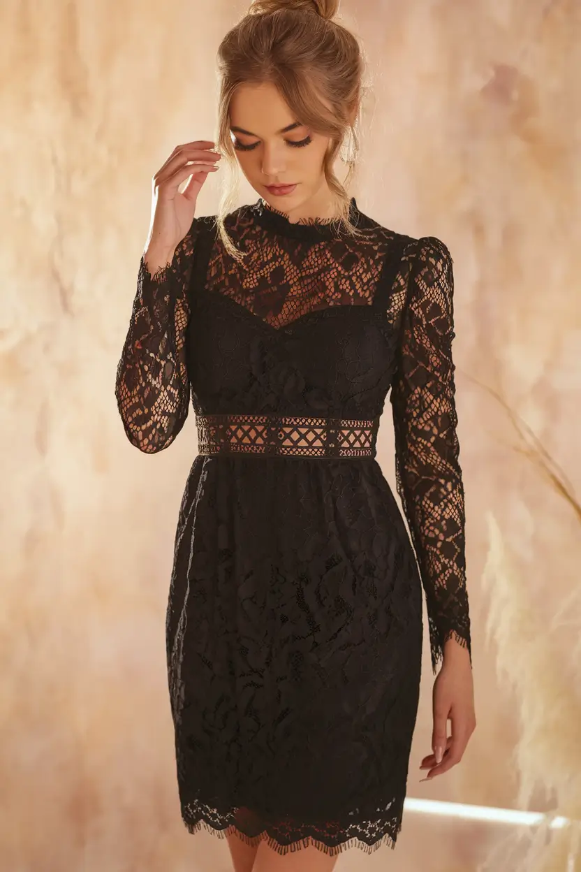 fall wedding guest dress cocktail attire Black Lace That Speaks for Itself