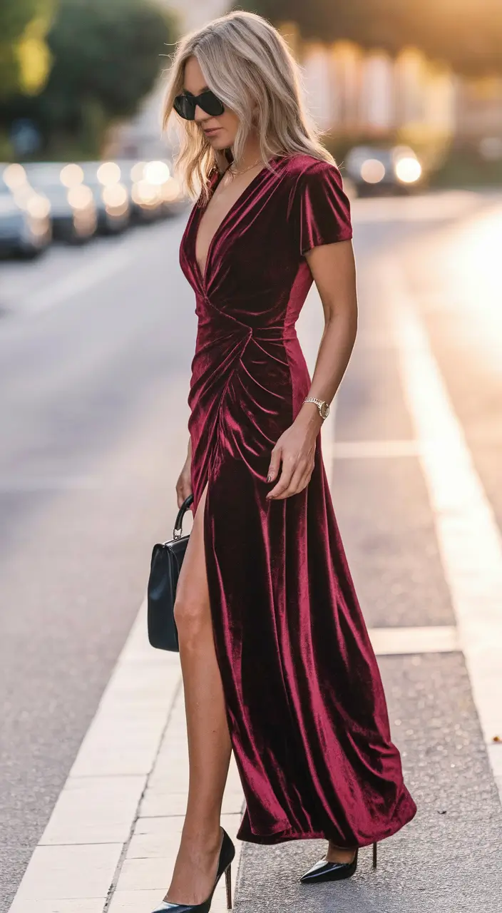October outdoor ceremony Crimson Crush with Street Style Energy