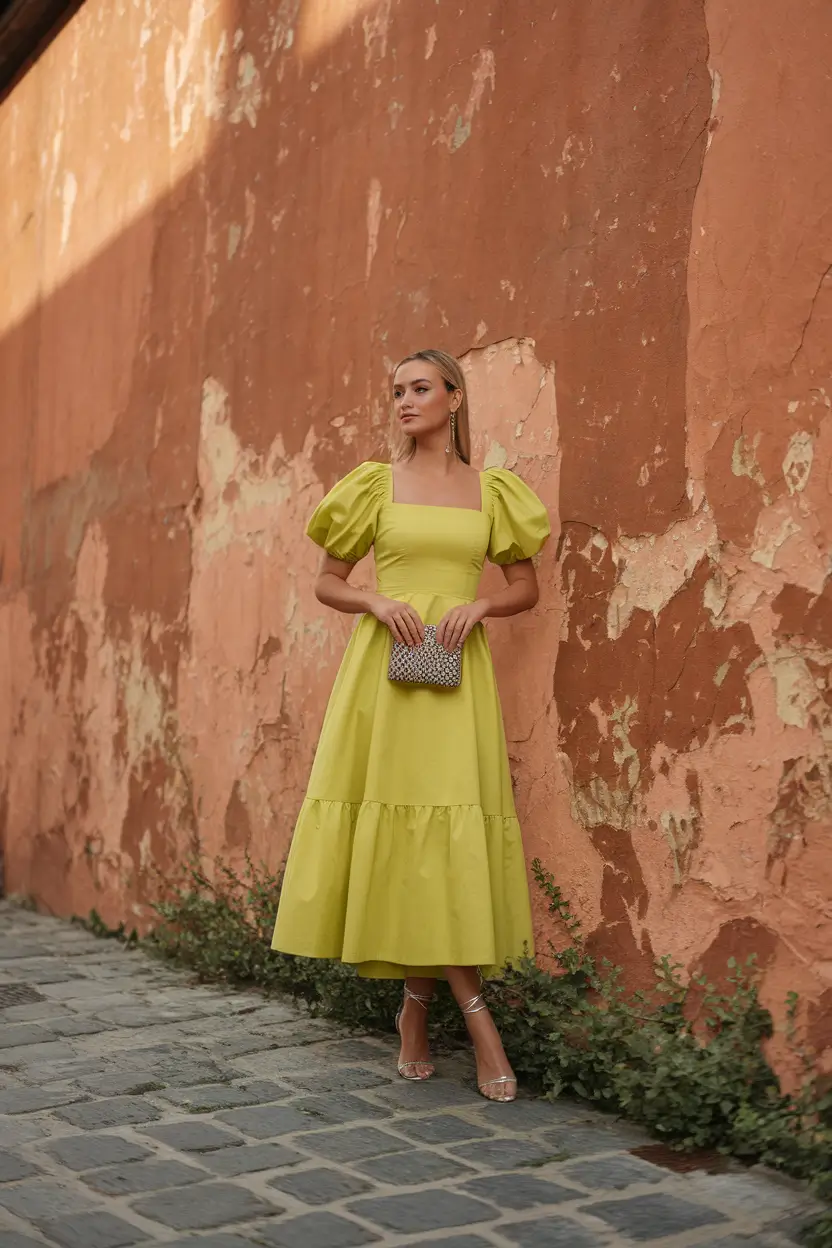 august outfits women summer Lemon Sorbet Puff Sleeve Dream