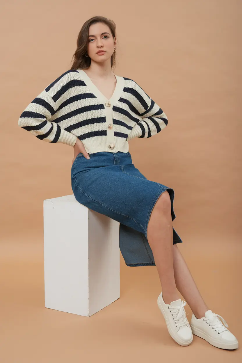 first day of school outfits 2025 Parisian Stripes With Denim Ease