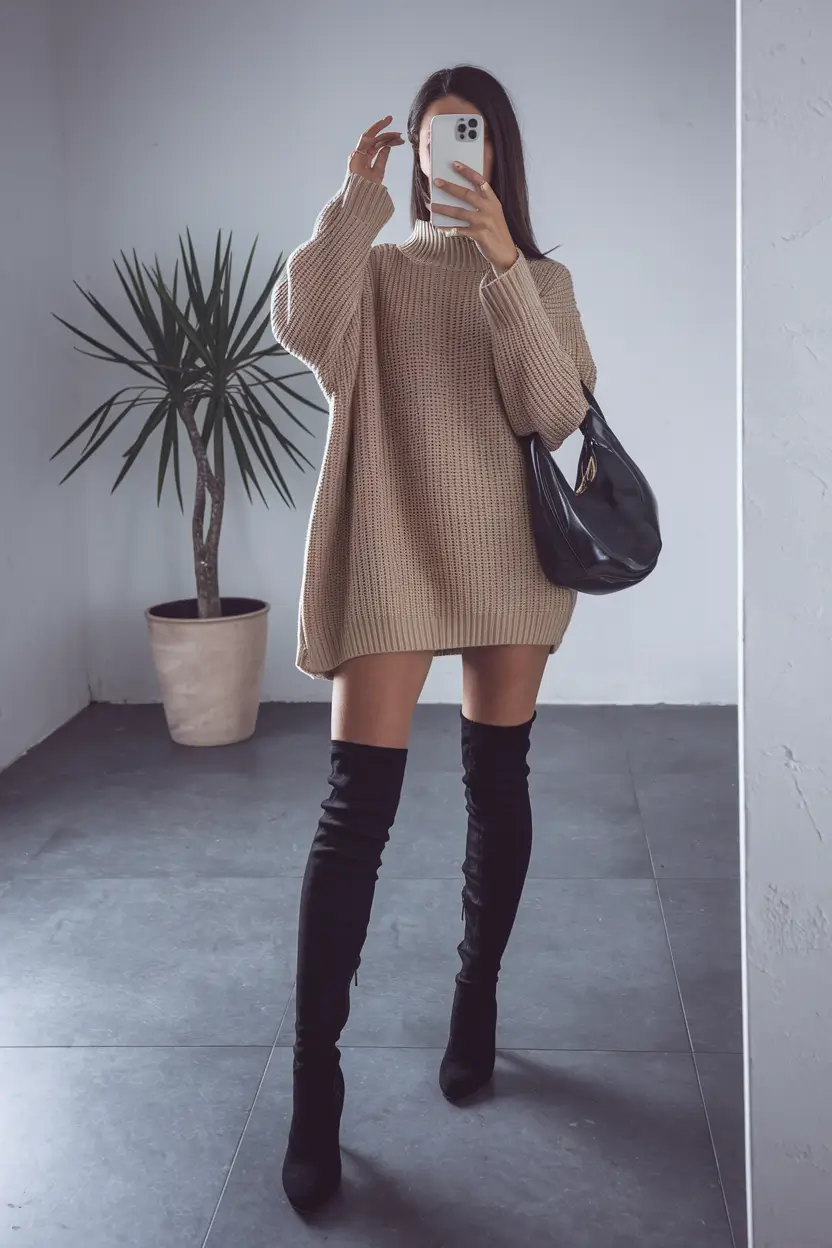 fall outfits women aesthetic The Oversized Sweater-Dress Comeback