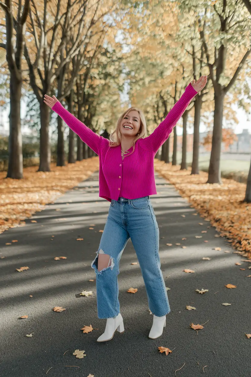 fall outfits women casual Fuchsia Energy in Golden Fall