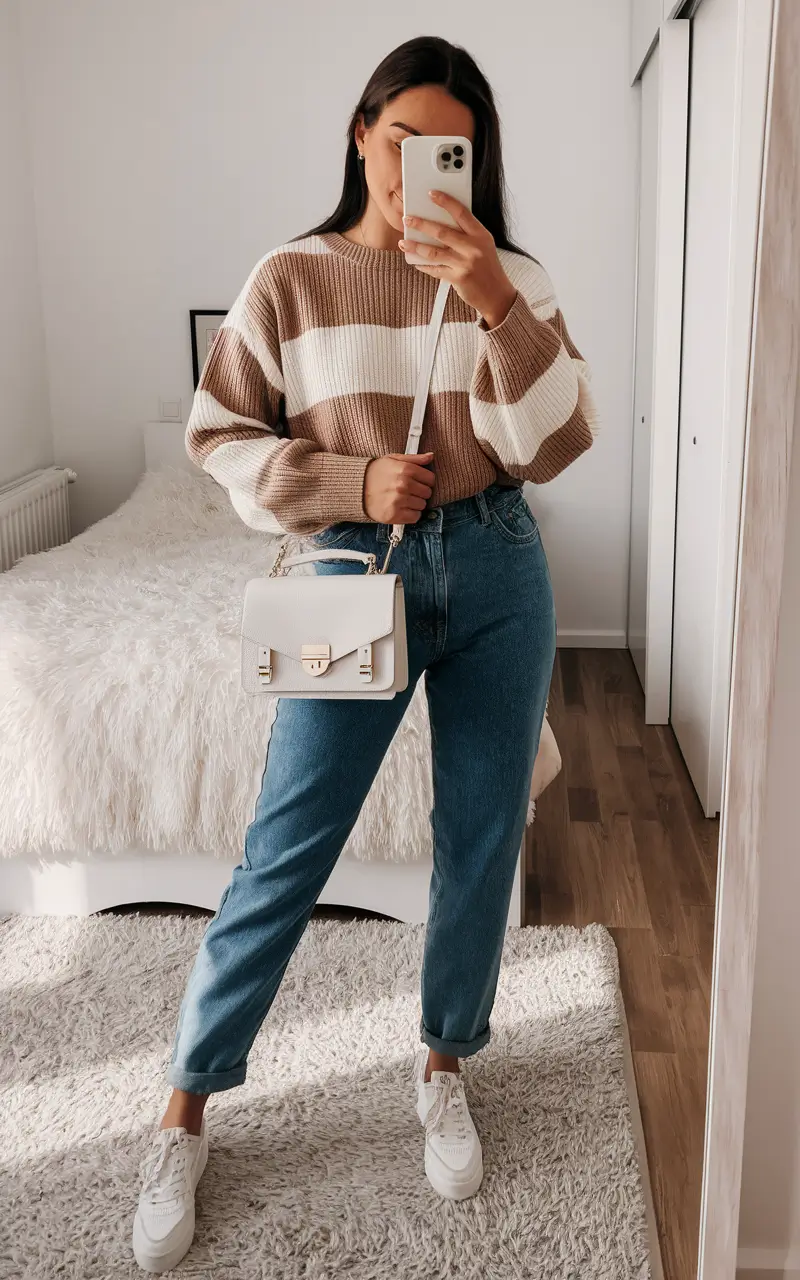 fall outfits women casual Stripes and Denim, Elevated Casual