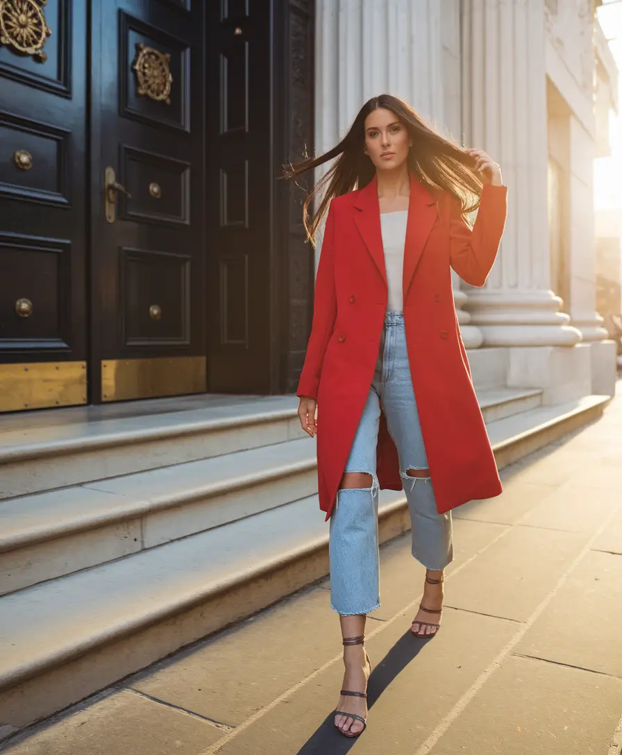 fall fashion outfits 2025 Red Coats and Power Strides