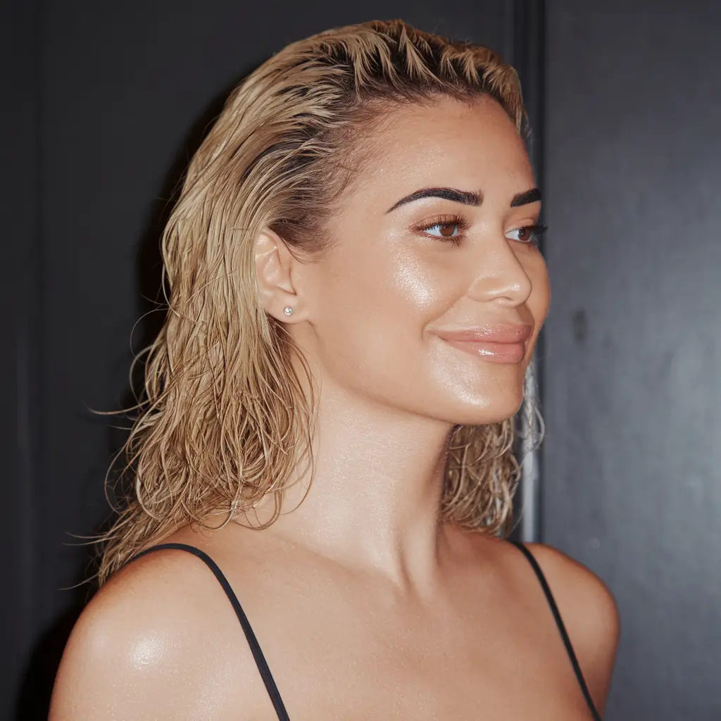 hair color with warm skin tone+Wet Blonde for Urban Chic Minimalism