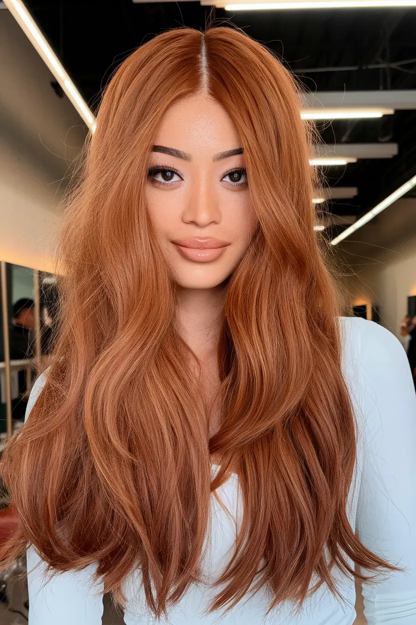 hair color warm skin tone asian+Burnished Ginger for a Luxe Fall Upgrade