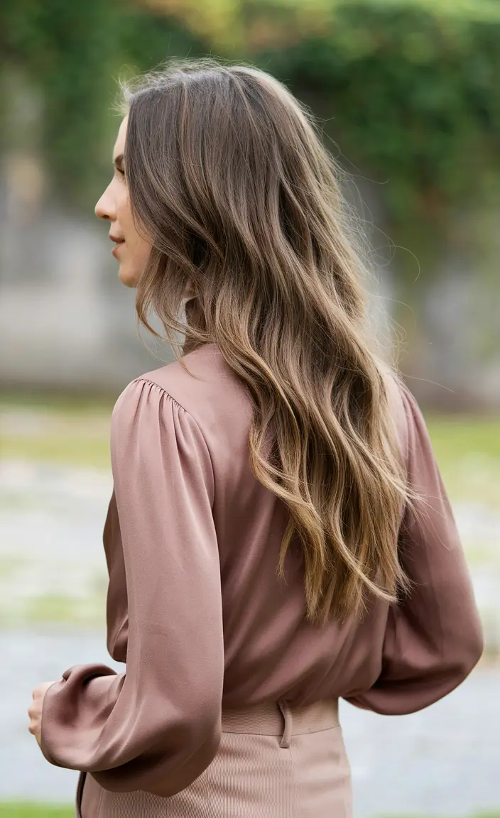 fall hairstyle for long hair Softly Undone Waves with Ashy Blonde Hints