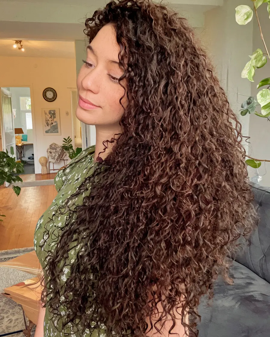 fall hairstyle for long hair Natural Curls with Voluminous Length