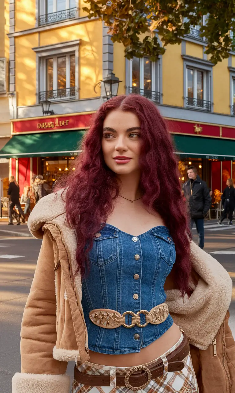 fall hairstyle for long hair Casual Burgundy Curls with Volume