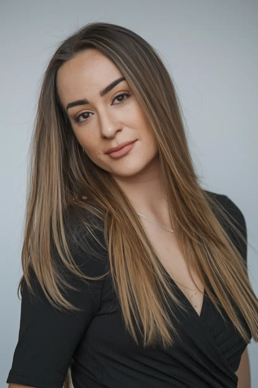 fall hairstyle for long hair Straight Blonde with Shadow Root Melt