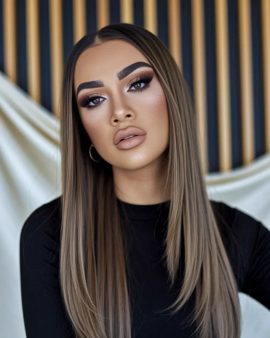 fall hairstyle for long hair Cool Beige Brunette with Seamless Face Layers