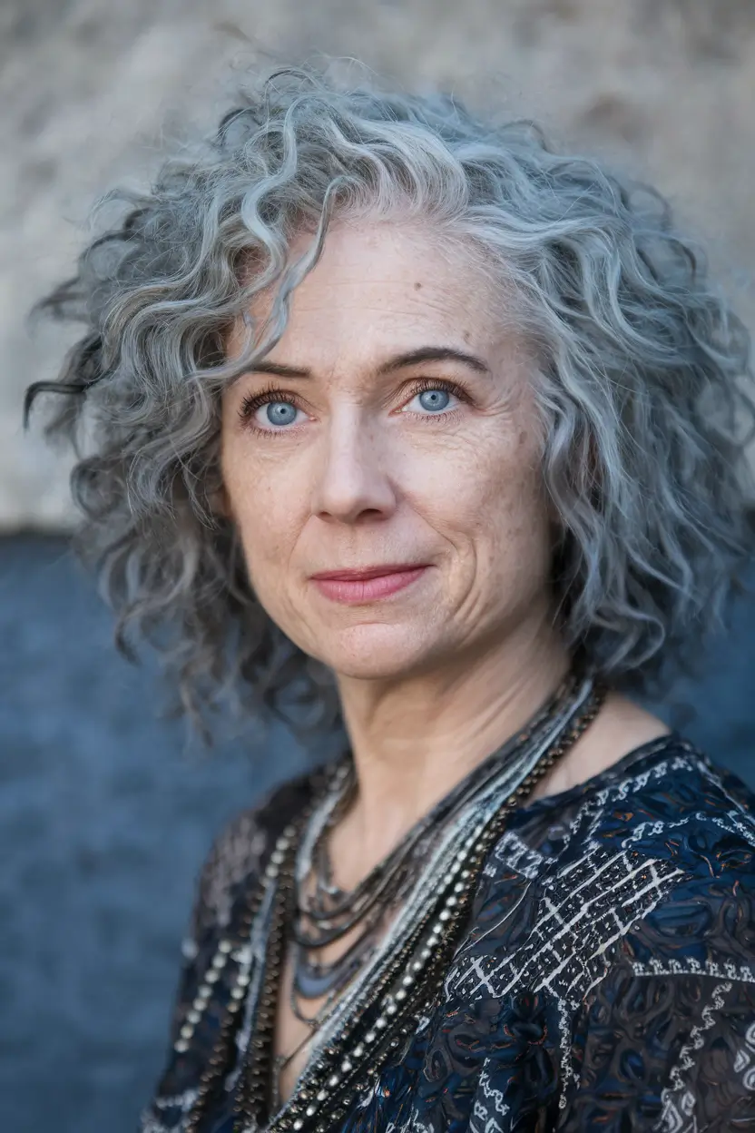 Fall haircuts women over 40 Soft Natural Curls With a Shaggy Frame