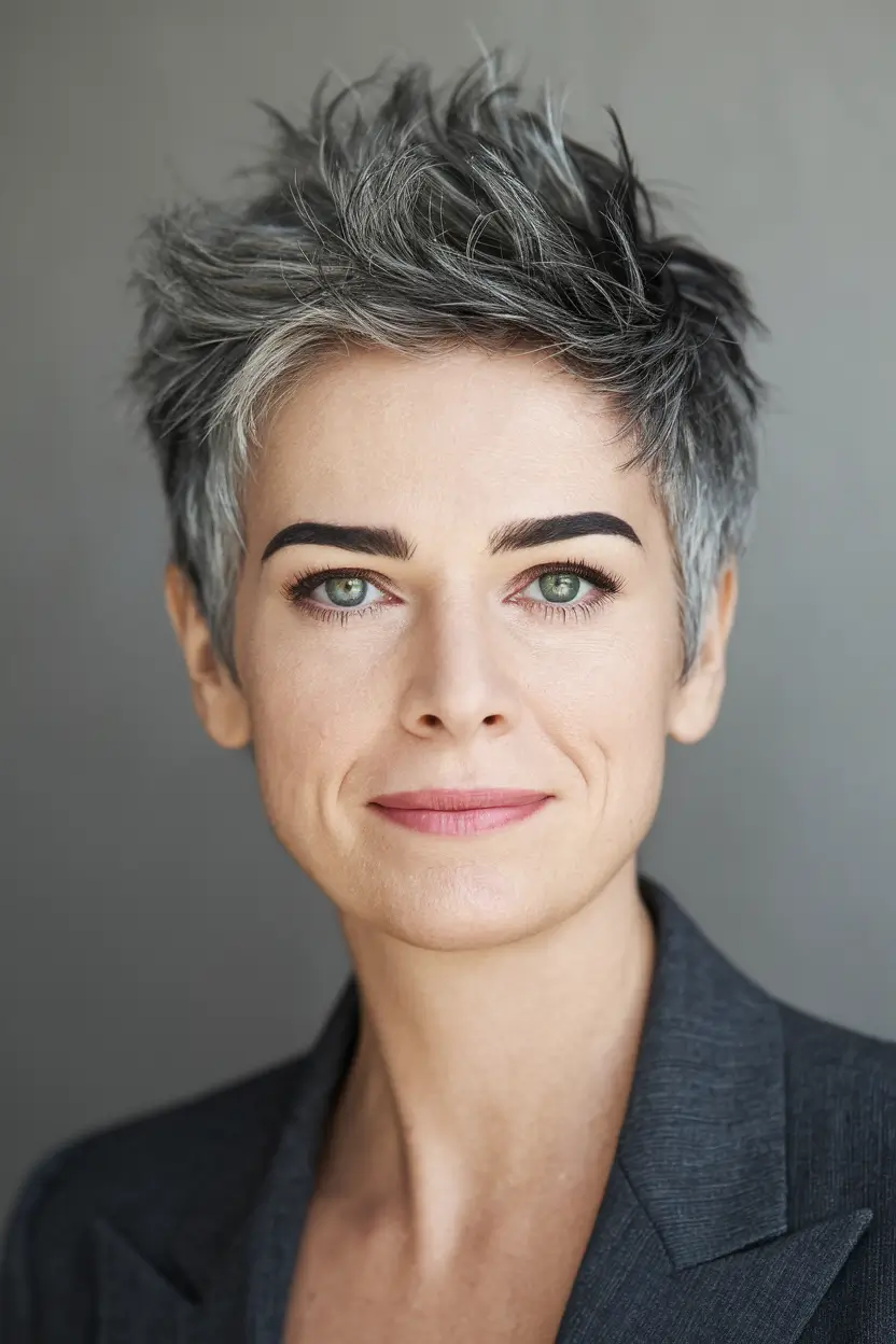 Fall haircuts women over 40 Textured Short Pixie with Volume and Attitude