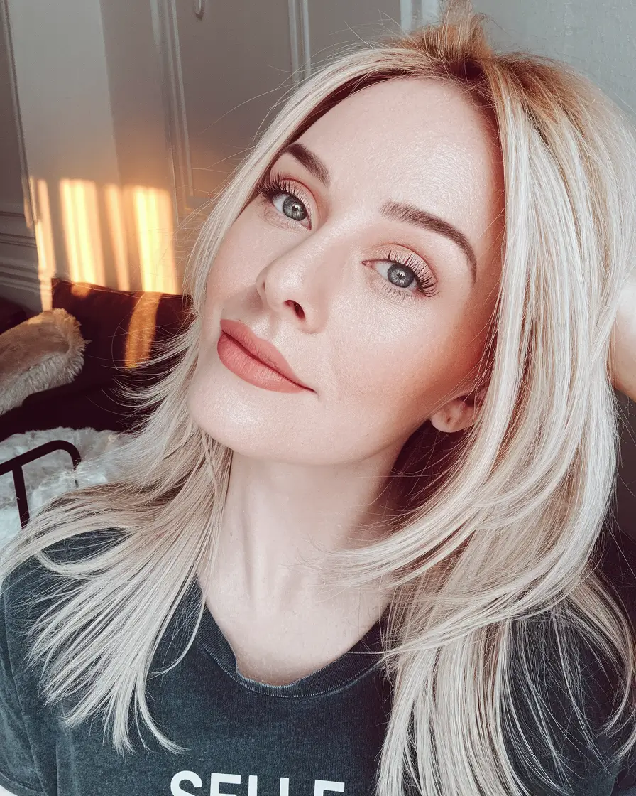 Fall haircuts women over 40 Layered Blonde with Face-Framing Movement