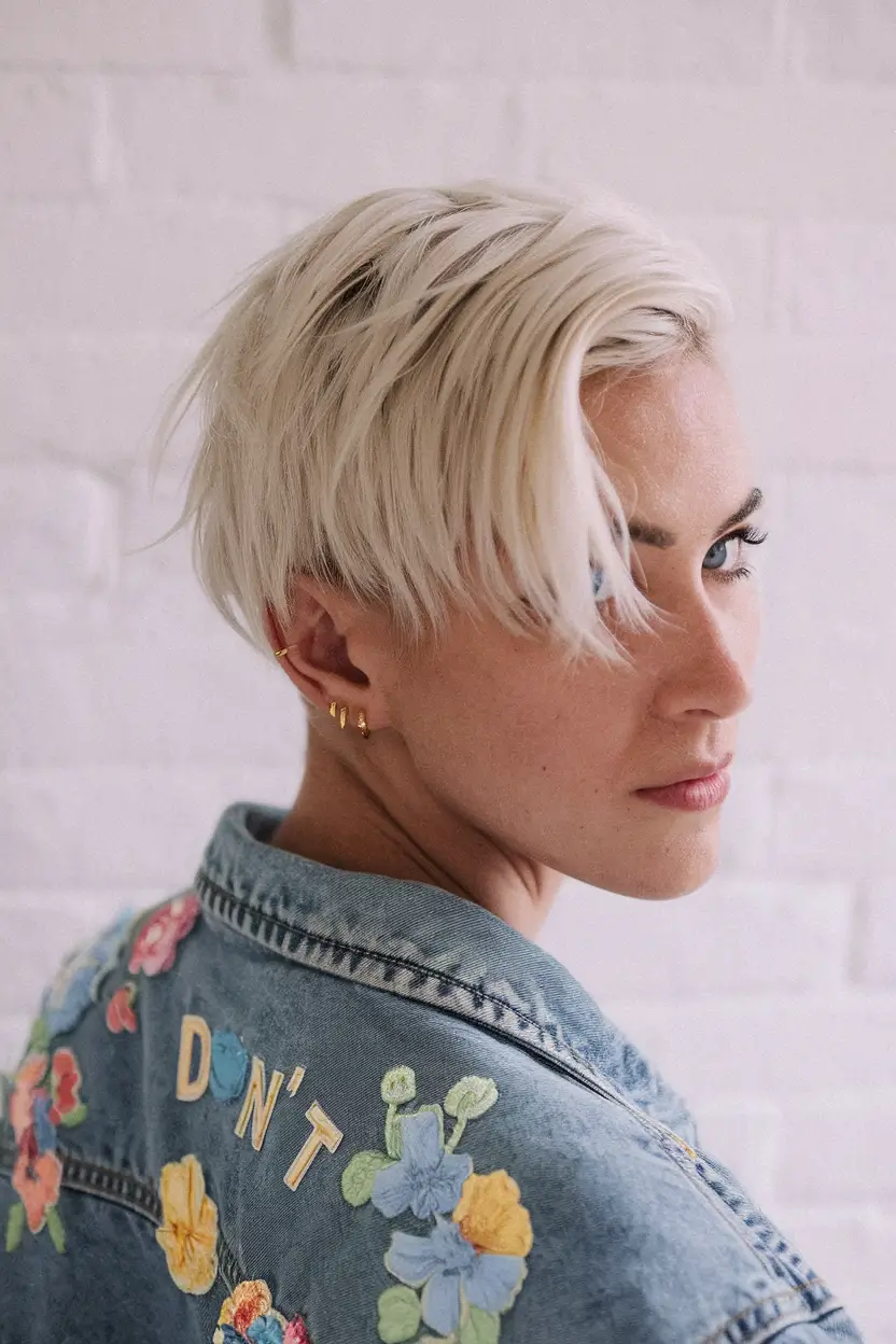 short pixie haircuts fall colors Disconnected Platinum Pixie