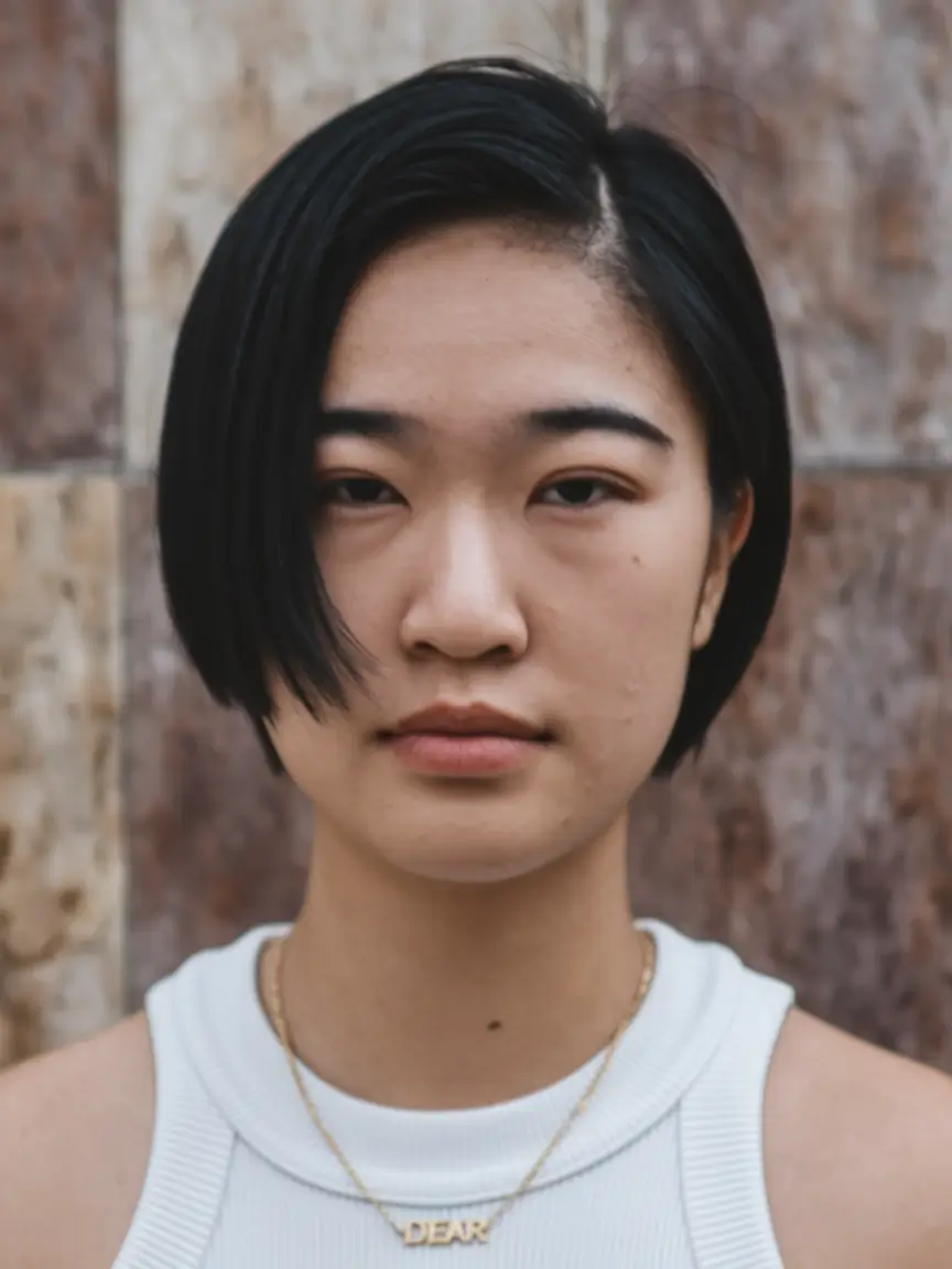 fall haircut inspo short Jet-Black Side Fringe Bob